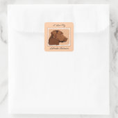 Labrador Retriever (Chocolade) schilderen - Dog Ar Vierkante Sticker (Tas)