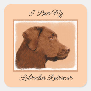 Labrador Retriever (Chocolade) schilderen - Dog Ar Vierkante Sticker