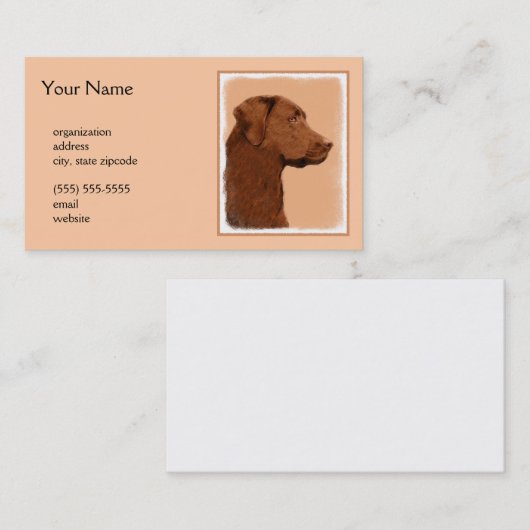 Labrador Retriever (Chocolade) schilderen - Dog Ar Visitekaartje (Voorkant / Achterkant)