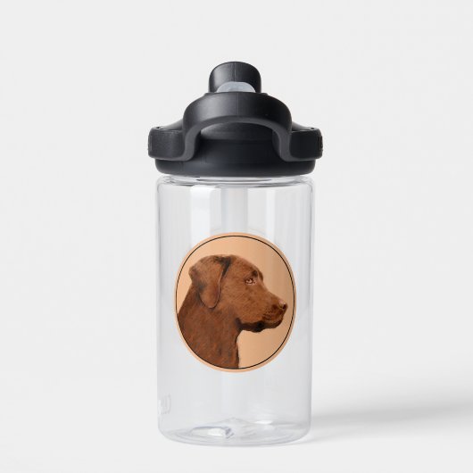 Labrador Retriever (Chocolade) schilderen - Dog Ar Waterfles (Achterkant)