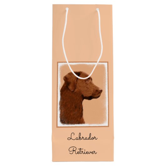 Labrador Retriever (Chocolade) schilderen - Dog Ar Wijn Cadeautas (Achterkant)