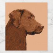Labrador Retriever (Chocolade) schilderen - Dog Ar Wijn Etiket (Enkel label)
