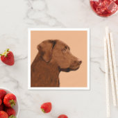 Labrador Retriever (Chocolade) Schilderij - Honden Servet (Insitu)