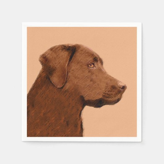 Labrador Retriever (Chocolade) Schilderij - Honden Servet (Voorkant)