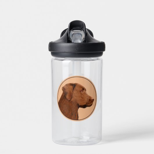 Labrador Retriever (Chocolade) Schilderij - Honden Waterfles (Voorkant)