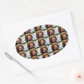 Labrador Retriever Chocolade Tegels BG Ovale Sticker (Envelop)