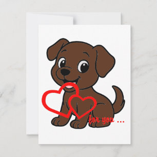 Labrador Retriever Chocolade Valentijnsdag Cartoon Notitiekaartje