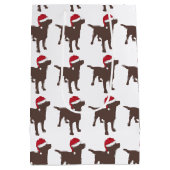 Labrador Retriever - Chocolate - in de rode Santa Medium Cadeauzakje (Achterkant)