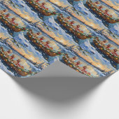 Labrador Retriever Christmas Boat Holiday Cadeaupapier (Hoek)