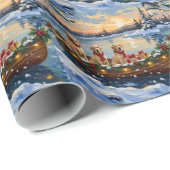 Labrador Retriever Christmas Boat Holiday Cadeaupapier (Rol Hoek)