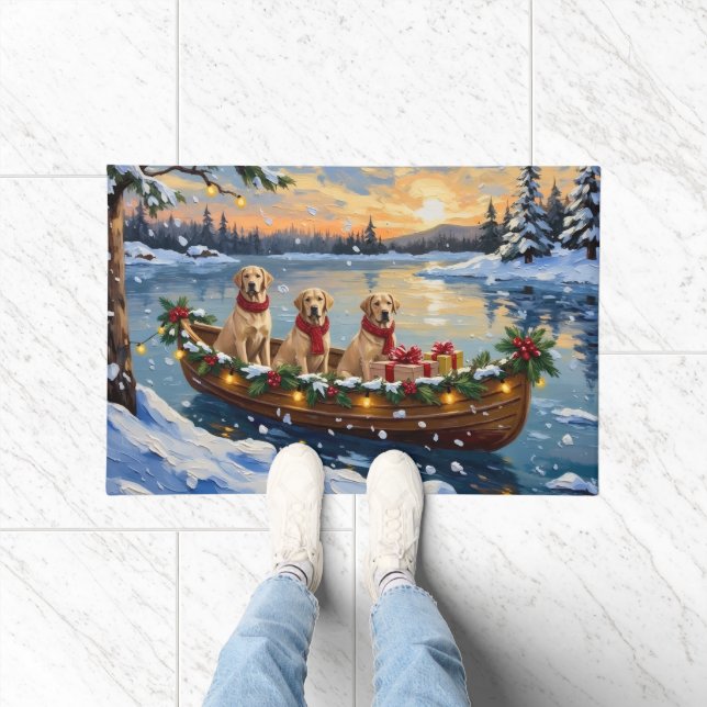 Labrador Retriever Christmas Boat Holiday Deurmat (Binnen)