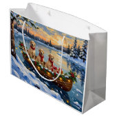 Labrador Retriever Christmas Boat Holiday Groot Cadeauzakje (Achterkant Gekanteld)