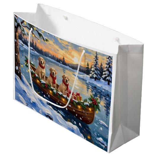 Labrador Retriever Christmas Boat Holiday Groot Cadeauzakje (Voorkant Gekanteld)