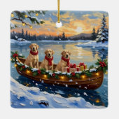 Labrador Retriever Christmas Boat Holiday Keramisch Ornament (Achterkant)
