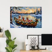Labrador Retriever Christmas Boat Holiday Poster (Thuiskantoor)