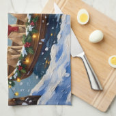 Labrador Retriever Christmas Boat Holiday Theedoek (Quarter Fold)