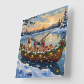 Labrador Retriever Christmas Boat Holiday Vierkante Klok (Hoek)