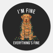 Labrador Retriever Christmas I'm Fine Everything I Ronde Sticker (Voorkant)