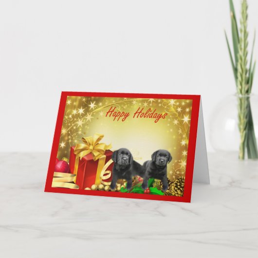 Labrador Retriever Christmas Kaart Gift5 (Voorkant)