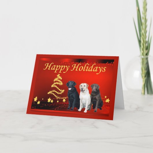 Labrador Retriever Christmas Kaart Stars9 (Voorkant)