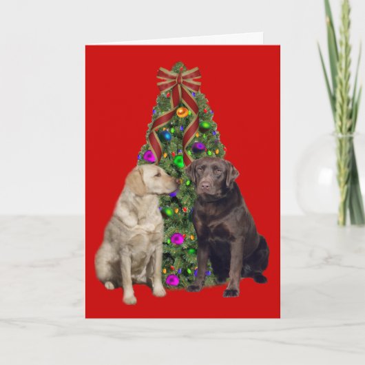 Labrador Retriever Christmas Kaart Tree (Voorkant)