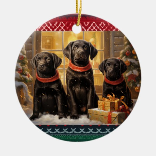 Labrador Retriever Christmas Keramisch Ornament (Voorkant)