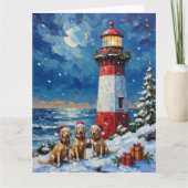 Labrador Retriever Christmas Lighthouse Holiday Kaart (Voorkant)