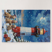 Labrador Retriever Christmas Lighthouse Holiday Legpuzzel (Horizontaal)