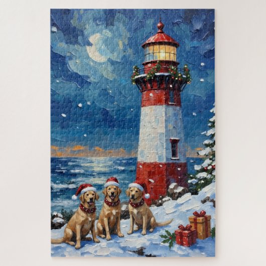 Labrador Retriever Christmas Lighthouse Holiday Legpuzzel (Verticaal)