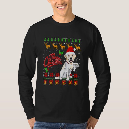 Labrador Retriever Christmas Lights Santa Hat Dog  T-shirt (Voorkant)