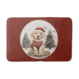 Labrador Retriever Christmas Puppy Badmat