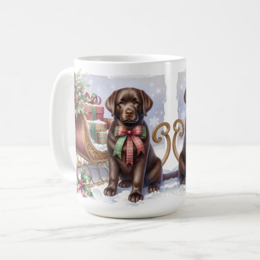  Labrador Retriever Christmas Puppy Dog Koffiemok (Voorkant links)