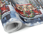 Labrador Retriever Christmas Red Truck Holiday Cadeaupapier (Rol Hoek)