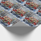 Labrador Retriever Christmas Red Truck Holiday Cadeaupapier (Hoek)