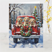 Labrador Retriever Christmas Red Truck Holiday Kaart (Gele Bloem)