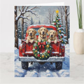 Labrador Retriever Christmas Red Truck Holiday Kaart (Voorkant)