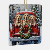 Labrador Retriever Christmas Red Truck Holiday Keramisch Ornament (Rechts)