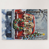 Labrador Retriever Christmas Red Truck Holiday Legpuzzel (Horizontaal)