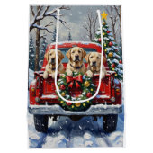Labrador Retriever Christmas Red Truck Holiday Medium Cadeauzakje (Achterkant)