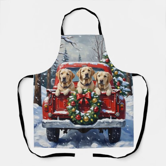 Labrador Retriever Christmas Red Truck Holiday Schort (Voorkant)