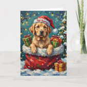 Labrador Retriever Christmas Santa Bag Adventure Kaart (Voorkant)