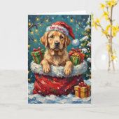 Labrador Retriever Christmas Santa Bag Adventure Kaart (Gele Bloem)