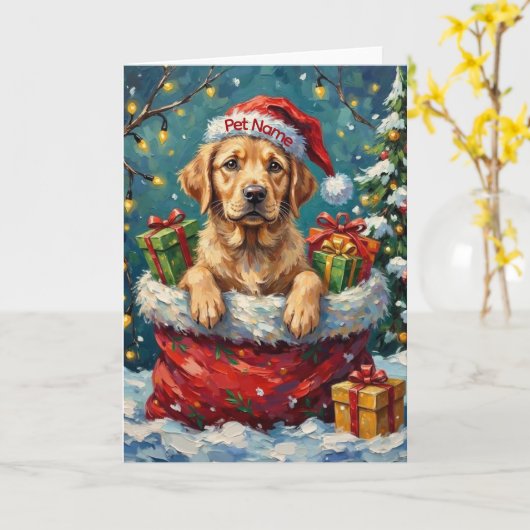 Labrador Retriever Christmas Santa Bag Adventure Kaart (Gele Bloem)