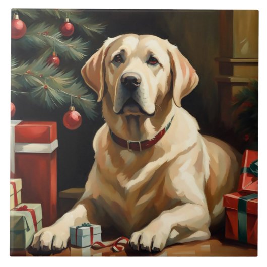 Labrador Retriever Christmas Tegeltje (Voorkant)
