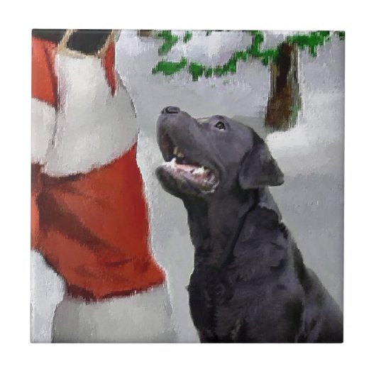 Labrador Retriever Christmas Tegeltje (Voorkant)