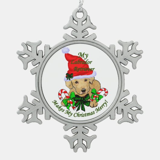 Labrador Retriever Christmas Tin Sneeuwvlok Ornament (Voorkant)