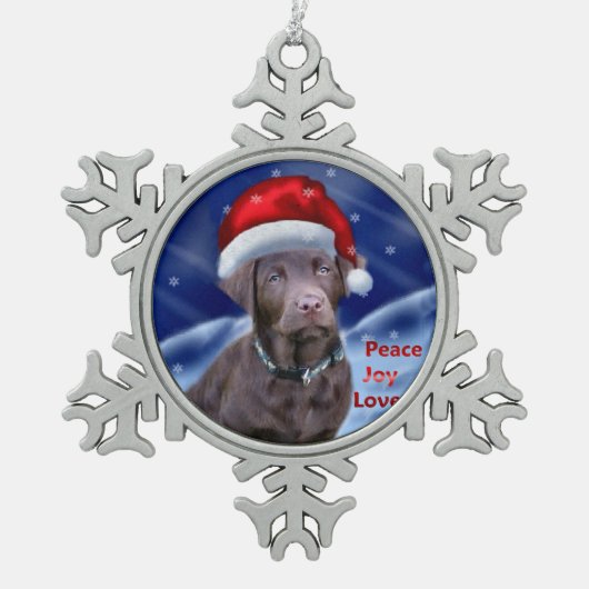 Labrador Retriever Christmas Tin Sneeuwvlok Ornament (Voorkant)