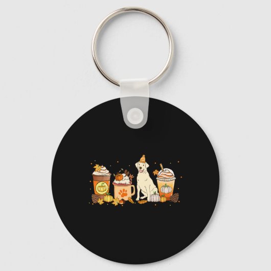 Labrador Retriever Coffee Pumpkin Spice Herfst Dan Sleutelhanger (Voorkant)