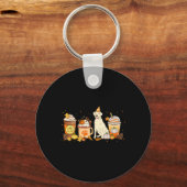 Labrador Retriever Coffee Pumpkin Spice Herfst Dan Sleutelhanger (Voorkant)
