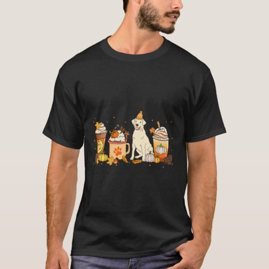 Labrador Retriever Coffee Pumpkin Spice Herfst Dan T-shirt (Voorkant)